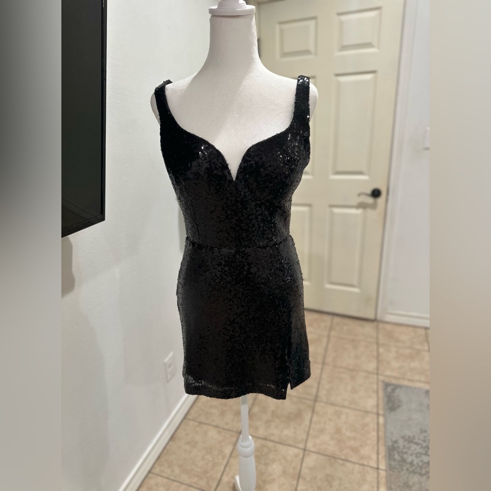B Darlin Black Bodycon Mini Dress Sweetheart Neckline